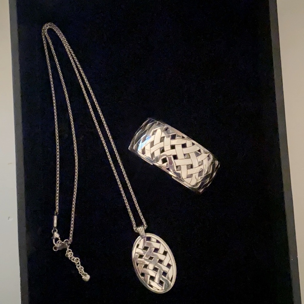 COPY - Brighton Jewelry Set- Necklace Pendant- Cuff Bracelet-Silver